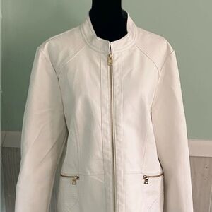Marc New York Women's Cream Utility Jacket with Gold Zippers